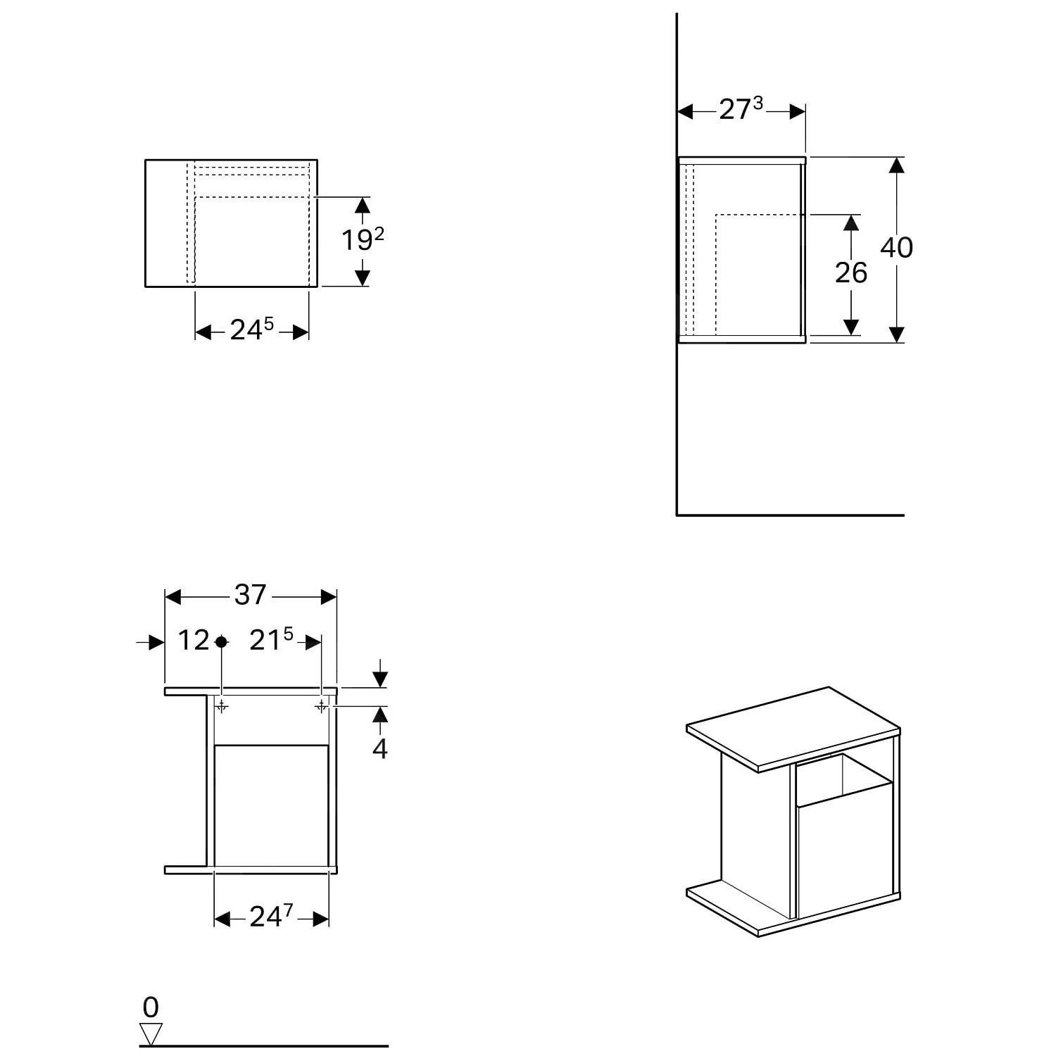 Geberit ICon - Fontein Onderbouw Zijkast 370x400x273 Mm, Lava Look 841238000 - Afbeelding 2