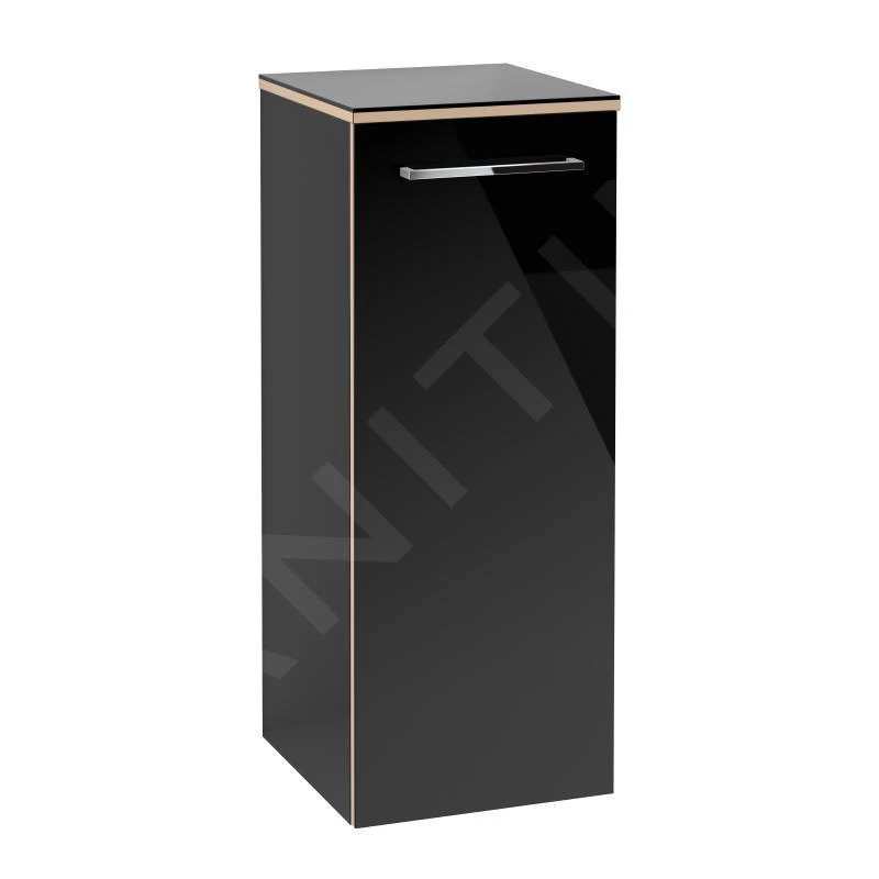 Villeroy & Boch Avento - Badkamer Zijkast, 350x890x373 Mm, 1 Deur, Crystal Black A89500B3
