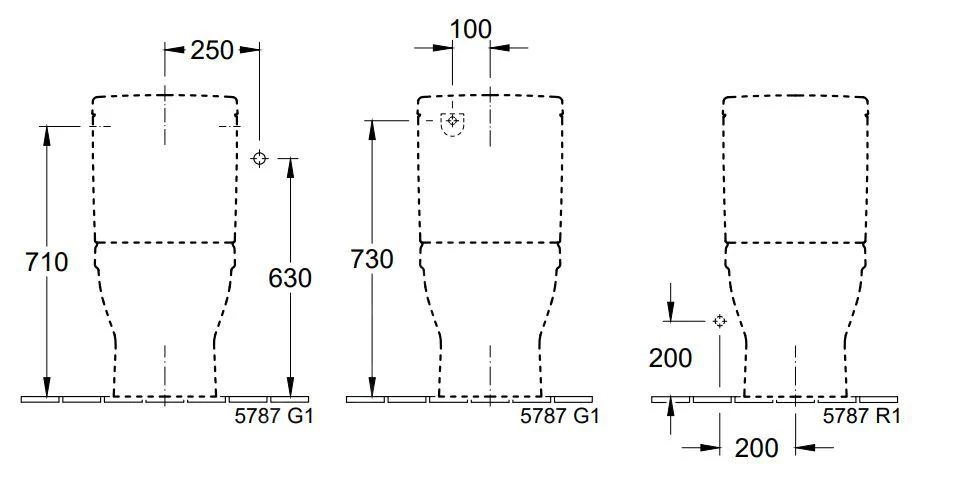 Villeroy & Boch Architectura - Stortbak Voor Staande Toiletpot, Met Zij- En Achteraansluiting, Alpine Wit 5787G101 - Afbeelding 2