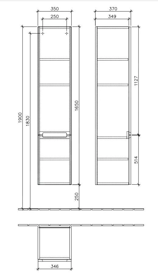 Villeroy & Boch Subway 2.0 - Hoge Badkamerkast, 1650x370x350 Mm, Scharnieren Rechts, Glossy White A71010DH - Afbeelding 2