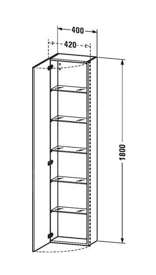 Duravit DuraStyle - Hoge Kast 1800x400x240 Mm, Links, Glanzend Wit DS1228L2222 - Afbeelding 2