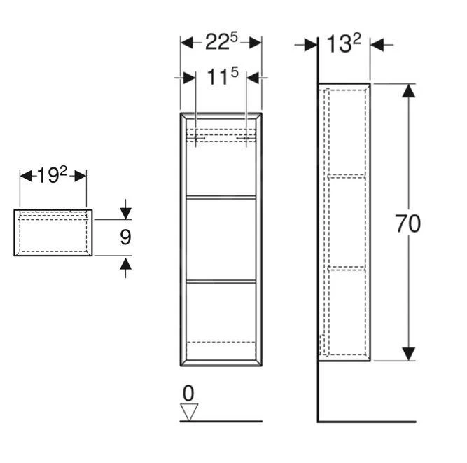 Geberit ICon - Zijkast 23x70x13 Cm, Open, Eiken 502.320.JH.1 - Afbeelding 2