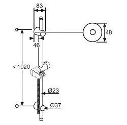 Kludi A-Qa - Douchestang 1,10 M, Chroom 6209505-00 - Afbeelding 2