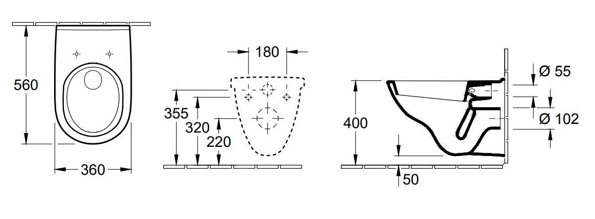 Villeroy & Boch O.novo - Wandcloset, Alpine Wit 56601001 - Afbeelding 2