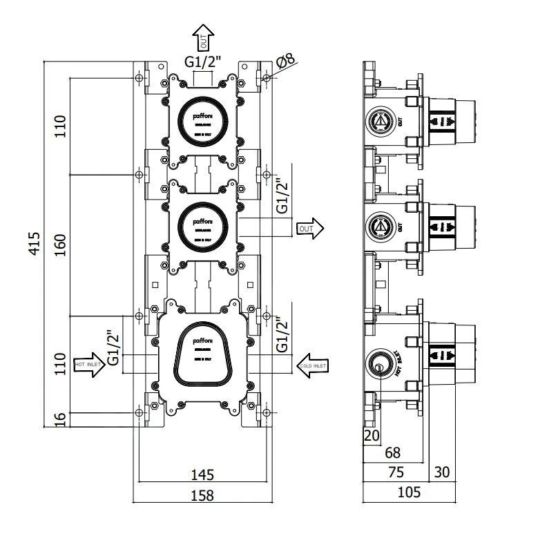 Paffoni Modular Box - Basisgarnituur Voor Inbouw Thermostaakranen MDBOX018 - Afbeelding 2
