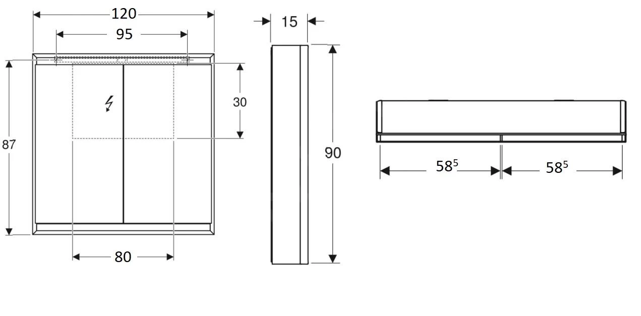 Geberit ONE - Spiegelkast Met LED-verlichting, 1200x900x150 Mm, 2 Deuren, Wit 505.815.00.2 - Afbeelding 2