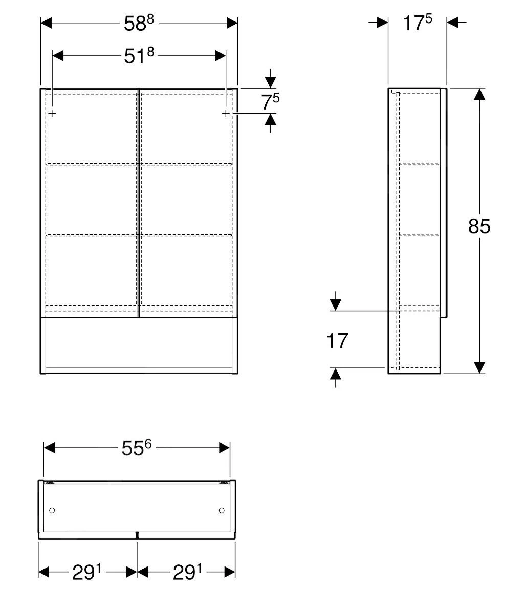 Geberit Selnova Square - Spiegelkast 850x588x175 Mm, 2 Deuren, Hickorynoot 501.266.00.1 - Afbeelding 2