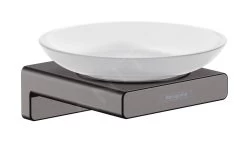 Hansgrohe AddStoris - Zeepschaal Met Houder, Mat Glas/geborsteld Zwart Chroom 41746340