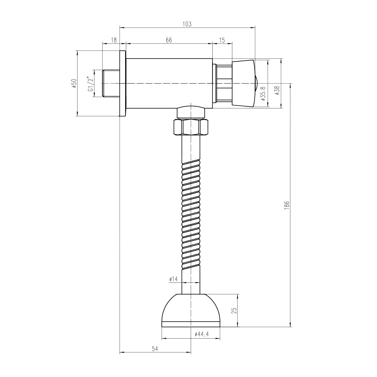 Aqualine Toebehoren - Zelfsluitende Ventiel Voor Urinoir, Chroom ZY12022 - Afbeelding 2
