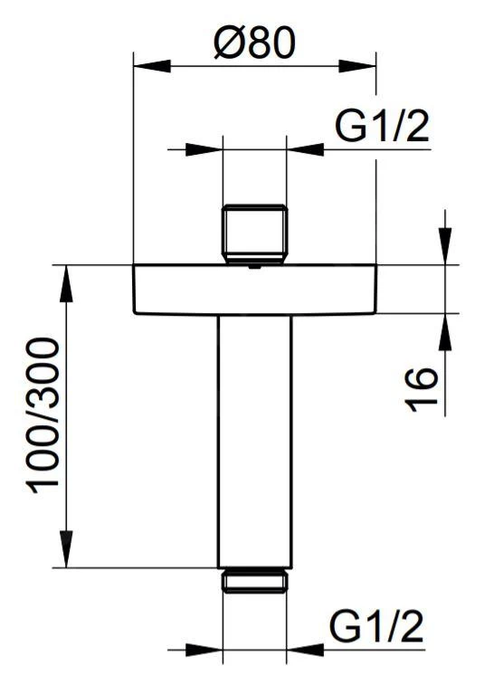 Keuco Elegance - Douchearm Voor Wandaansluiting, Lengte 300 Mm, Aluminium 51689170300 - Afbeelding 2
