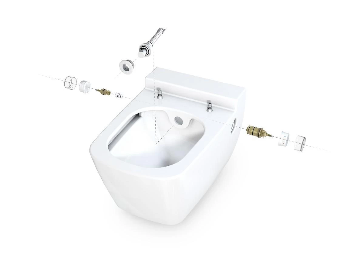 Geberit Duofix - Inbouwreservoir Voor Hangend Toilet Met SIGMA50 Bedieningsknop, Alpine Wit + Tece One - Hangend Douche-wc En Wc-bril, Rimless, SoftClose 111.355.00.5 NT8 - Afbeelding 8