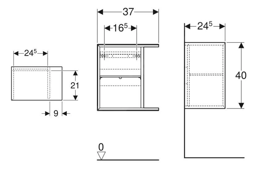 Geberit ICon - Zijkast 37x40x25 Cm, Open, Glanzend Wit 502.324.01.1 - Afbeelding 2