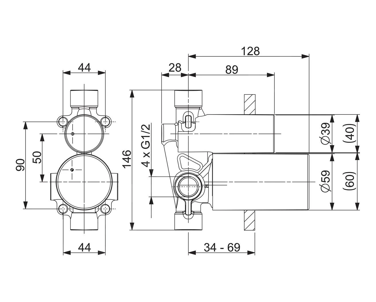 Hansa Vario - Basisgarnituur Voor Inbouw Kraan 50010900 - Afbeelding 2