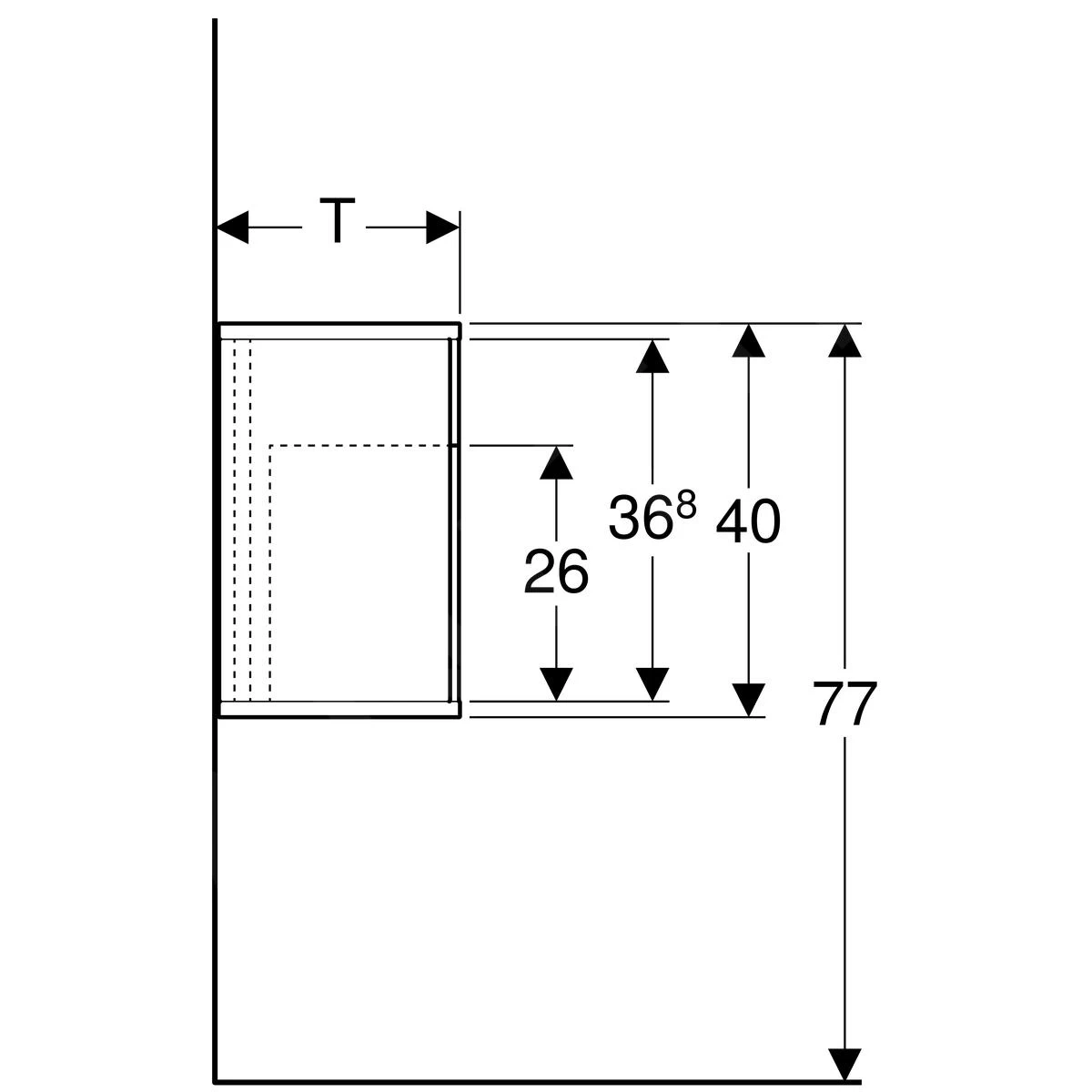 Geberit ICon Xs - Zijelement Met Opbergvak, 370x400x245 Mm, Platina Hoogglans 840139000 - Afbeelding 2
