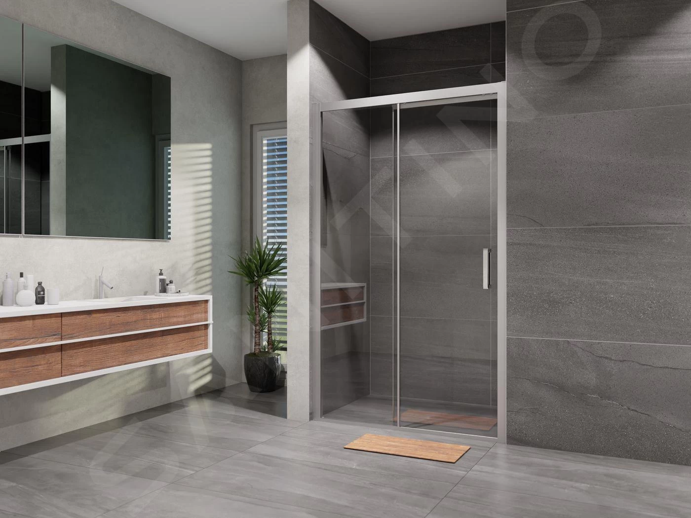 Lansanit LitLUX Serra - Douche Schuifdeur 1200 Mm, Glanzend Aluminium/helder Glas SEU12-2