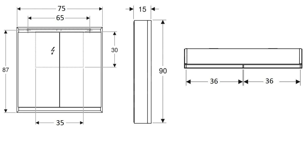 Geberit ONE - Spiegelkast Met LED-verlichting, 750x900x150 Mm, 2 Deuren, Aluminium 505.812.00.1 - Afbeelding 2