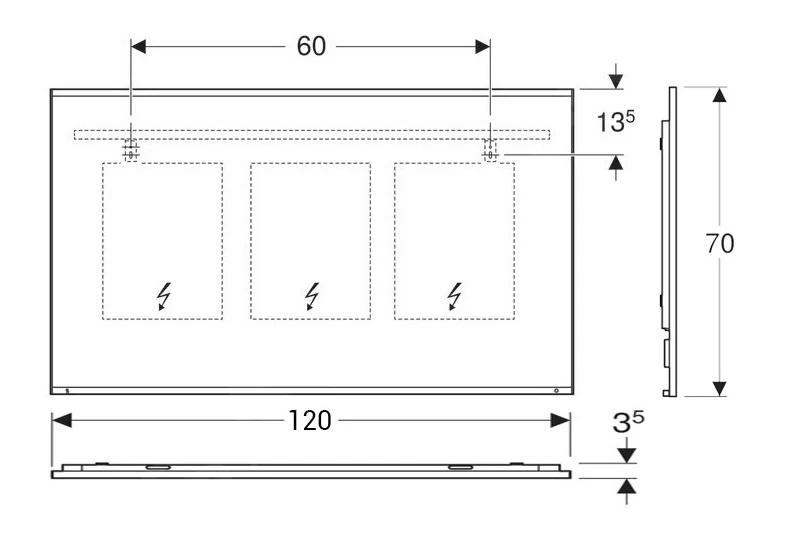 Geberit Option - Spiegel Met LED-verlichting En Verwarming, 1200x700 Mm 501.074.00.1 - Afbeelding 2