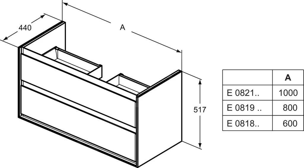 Ideal Standard Connect Air - Wastafelonderkast 1000x440x517 Mm, Glanzend Lichtgrijs/wit Mat E0821EQ - Afbeelding 2
