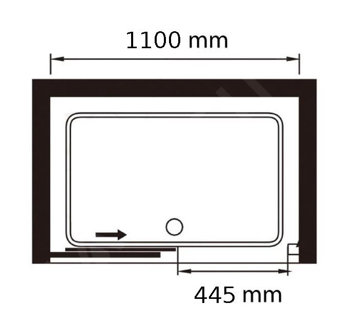 Lansanit LitLUX Slim Alvaro - Douche Schuifdeur 1100 Mm, Glanzend Aluminium/helder Glas SZD11 - Afbeelding 2