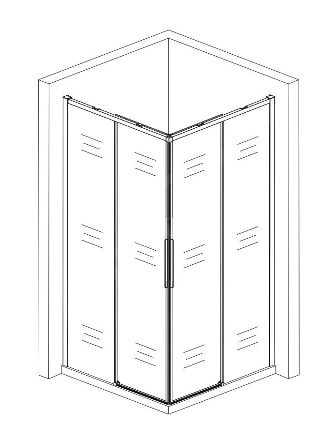 Lansanit LitLUX Slim Alvaro - Douchecabine Black Line, 900x900 Mm, Mat Zwart/helder Glas CZD99-B - Afbeelding 3