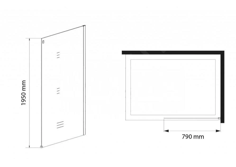 Lansanit LitLUX Slim Alvaro - Vaste Douchewand Black Line 800 Mm, Helder Glas SPZD80-B - Afbeelding 2