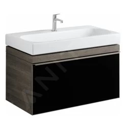 Geberit Citterio - Wastafelonderkast 900 Mm, Glanzend Zwart/eik Grijsbruine 500.559.JJ.1