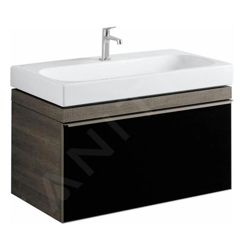 Geberit Citterio - Wastafelonderkast 900 Mm, Glanzend Zwart/eik Grijsbruine 500.559.JJ.1