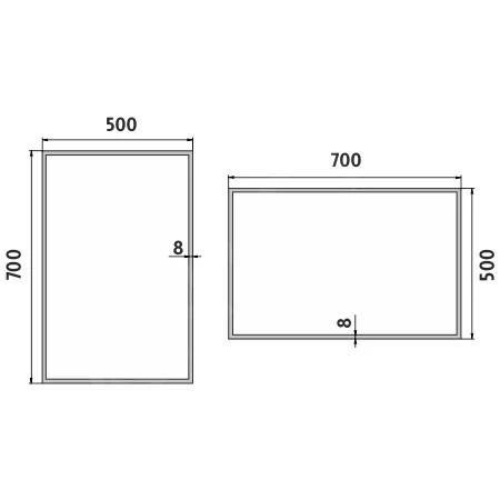 Nimco Spiegels - Spiegel Met LED-verlichting, 500x700 Mm, Aluminium ZP 13001 - Afbeelding 2