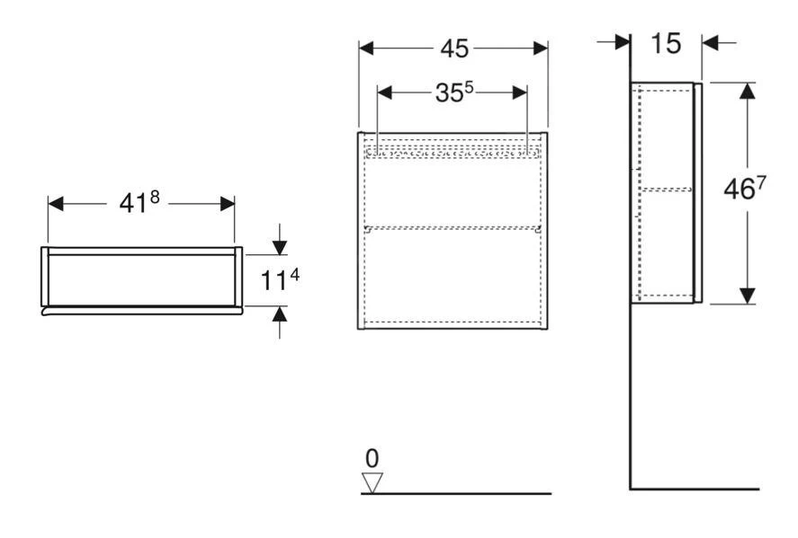 Geberit ICon - Kast 45x47x15 Cm, 1 Deur, L/R Scharnieren, Lava 502.319.JK.1 - Afbeelding 2
