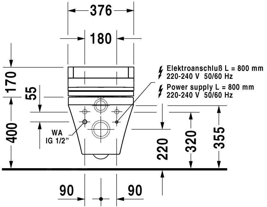 Duravit DuraStyle - Wandcloset Voor SensoWash, Wit 2537590000 - Afbeelding 4