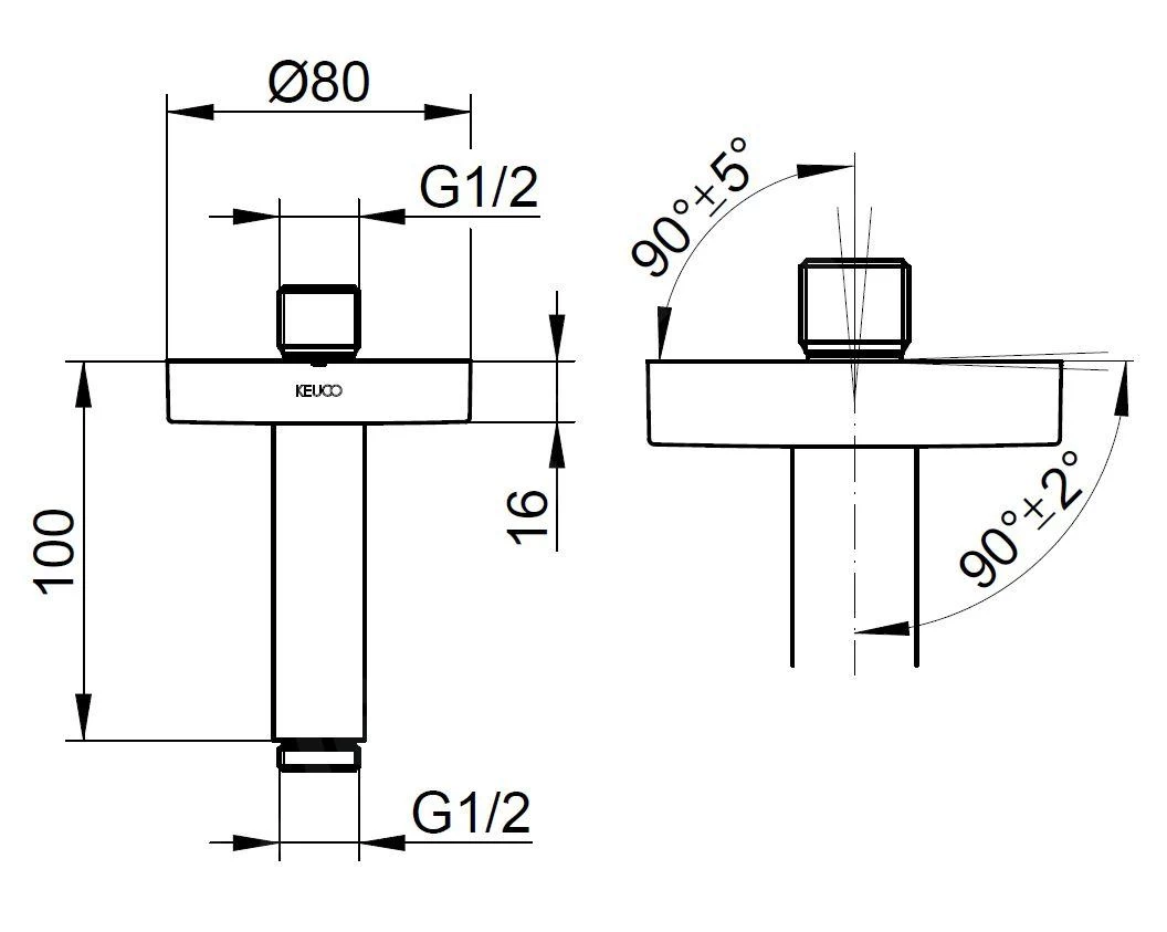 Keuco Elegance - Douchearm Voor Wandaansluiting, Lengte 100 Mm, Mat Zwart 51689370100 - Afbeelding 2