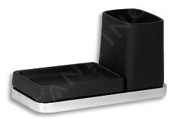 Novaservis Metalia 4 - Glas- En Zeephouder, Zwart/chroom 6472,5