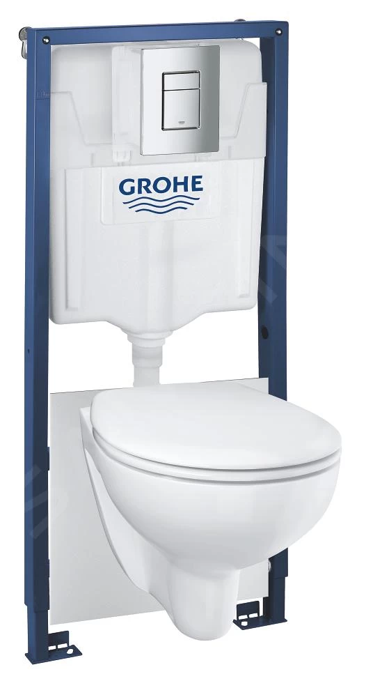Grohe Solido - Voorwand Montageset, Bau Ceramic Toilet En Softclose Zitting, Skate Cosmopolitan Bedieningsplaat, Chroom 39586000