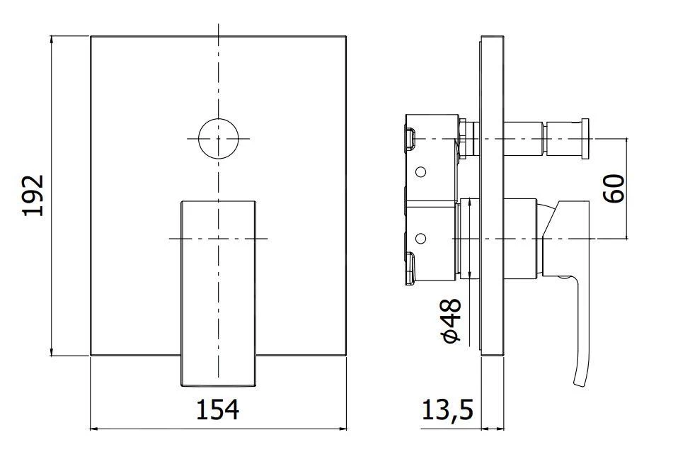 Paffoni Level - Inbouwkraan Voor 2 Uitgangen, Chroom LECBOX015CR - Afbeelding 3