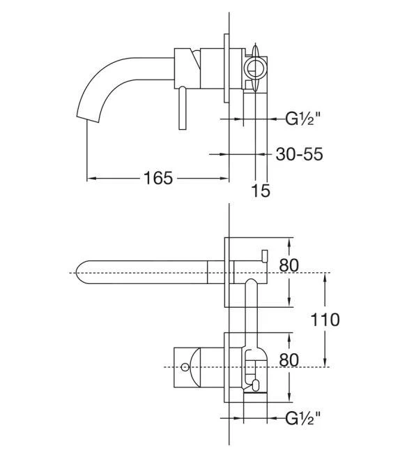 Steinberg 100 - Inbouw Wastafelkraan, 2-gats Installatie, Met Inbouwdeel, Chroom 100 1801 - Afbeelding 2