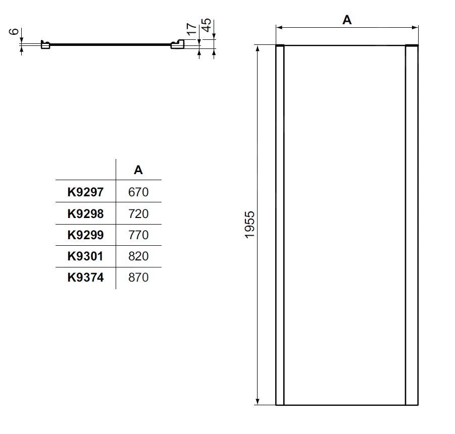 Ideal Standard Connect 2 - Vaste Zijwand 850 Mm, Silver Bright/helder Glas K9301EO - Afbeelding 2
