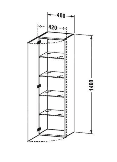Duravit DuraStyle - Hoge Kast 1400x400x360 Mm, Rechts, Glanzend Wit DS1219R2222 - Afbeelding 2