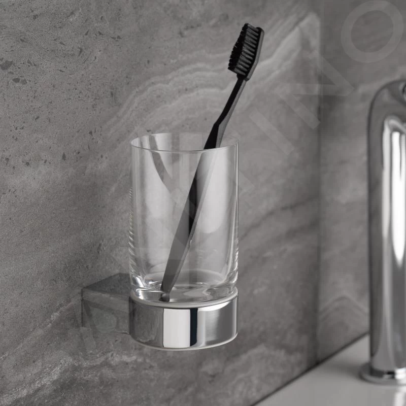 Keuco Plan - Tandenborstelbeker Met Houder, Glas/chroom 14950010100 - Afbeelding 3
