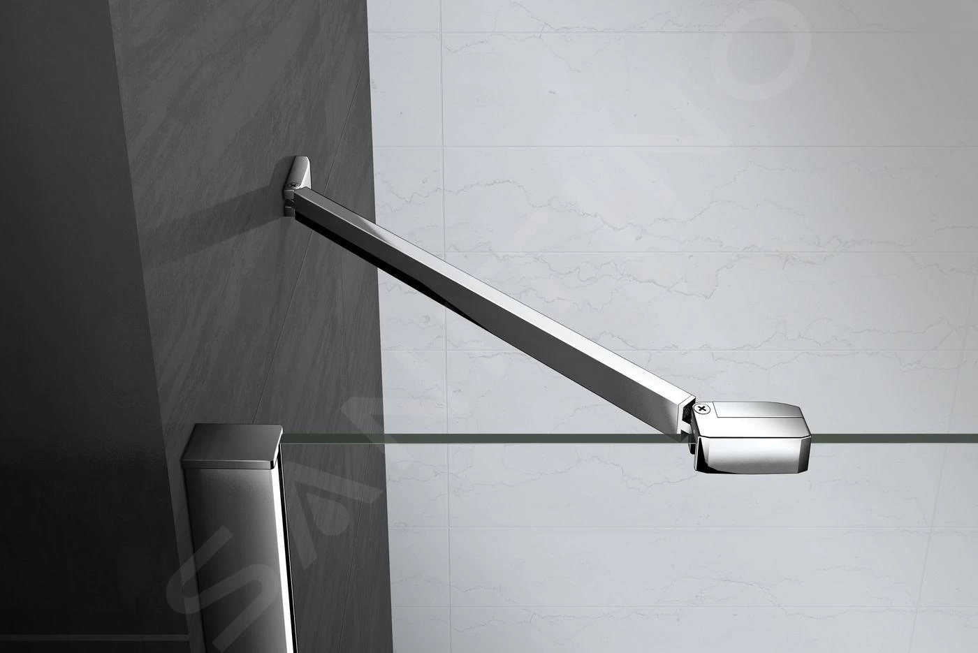 Lansanit LitLUX Brix - Pendel Douchedeur 1100 Mm, Rechts, Glanzend Aluminium/helder Glas H2Y-11R - Afbeelding 4