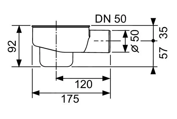 Tece Toebehoren - Sifon Voor Douchegoot Normaal, Zijaansluiting Aan Een Afvoer DN50 650001 - Afbeelding 2
