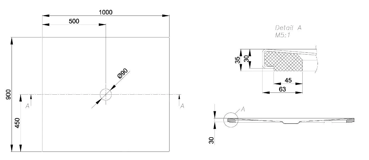 Bette Floor - Douchebak 1000x900 Mm, Met Ondersteuning, BetteGlaze Plus, Wit 1661-000PLUS,T1 - Afbeelding 2