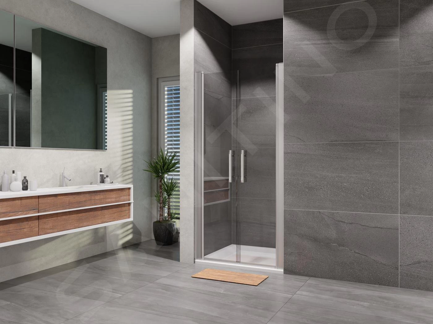 Lansanit LitEX Elisa - Douchedeur 2 Delig 900 Mm, Glanzend Aluminium/mat Glas AS2-90-190-M