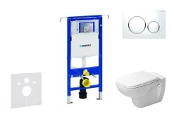 Geberit Duofix - Toiletset Met Sigma20 Bedieningsplaat, Wit/glazend Chroom + Duravit D-Code Hangend Toilet En Wc Bril, Rimless, SoftClose 111.355.00.5 NH4