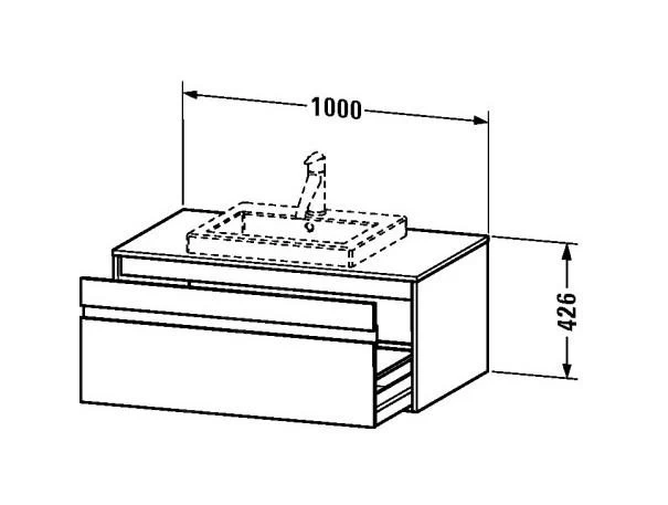 Duravit Ketho - Wastafelonderkast 426x1000x550 Mm, 1 Lade, Glanzend Wit KT679502222 - Afbeelding 2