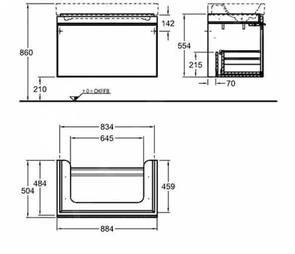 Geberit Citterio - Wastafelonderkast 900 Mm, Glanzend Zwart/eik Grijsbruine 500.559.JJ.1 - Afbeelding 2