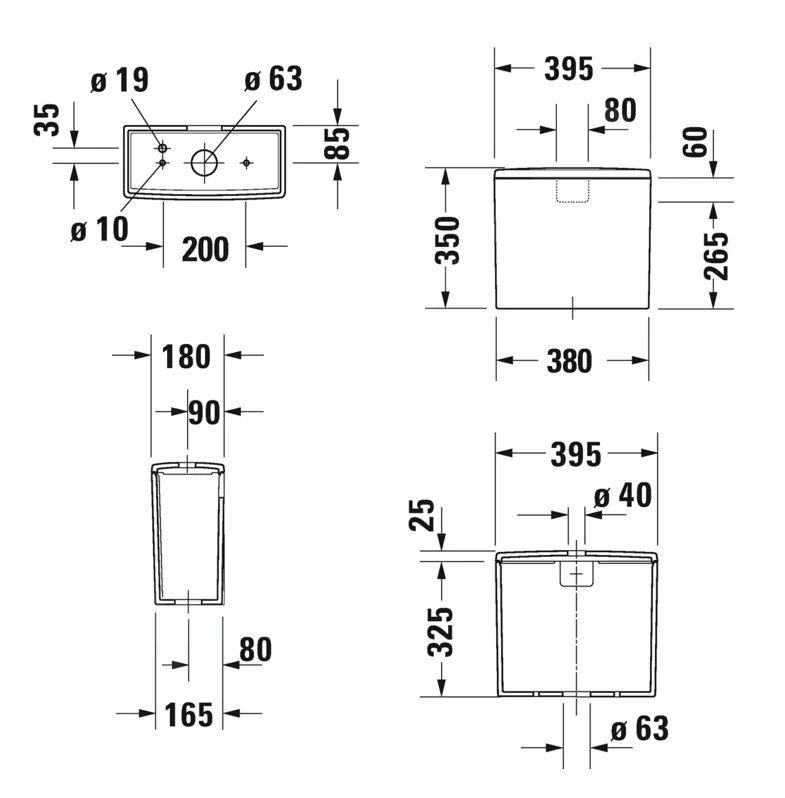 Duravit Soleil By Starck - Spoelreservoir, Aansluiting Links Onderaan, DualFlush, WonderGliss, Wit 09451000851 - Afbeelding 2