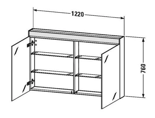 Duravit Brioso - Spiegelkast 760x1220x148 Mm, Links, 2 Deuren, Glans Wit BR7104022221000 - Afbeelding 2