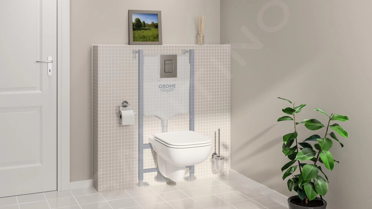 Grohe Solido - Voorwand Montageset, Edge Ceramic Toilet En Softclose Zitting, Even Bedieningsplaat, Chroom 39816000 - Afbeelding 6
