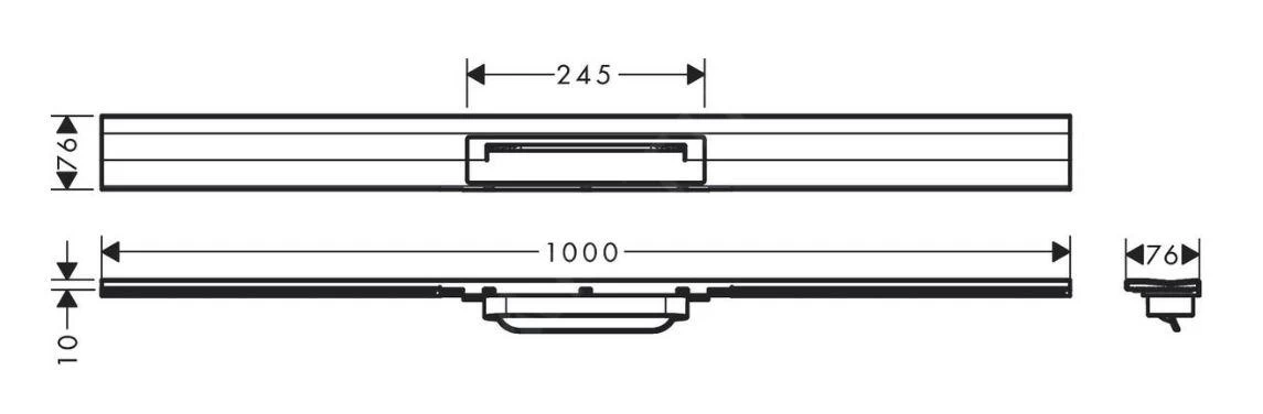 Hansgrohe RainDrain Flex - Douchegoot Met Rvs Rooster 1000, Wandmodel, Inkortbaar, Geborsteld Zwart Chroom 56053340 - Afbeelding 2