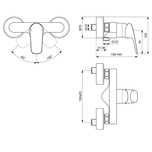 Ideal Standard CeraFlex - Douchekraan, Chroom B1720AA - Afbeelding 2